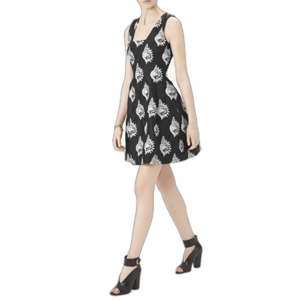 Carven shell jacquard dress black silver seashells size EU 38